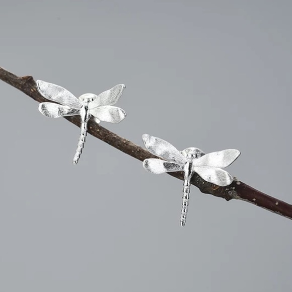 Artisan Handmade 925 Silver Gold Dragonfly The Zocah Dainty Earrings - Picture 4 of 10